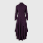 Femme Robe Maxi à Col Montant à Manches Longues | Design Asymétrique