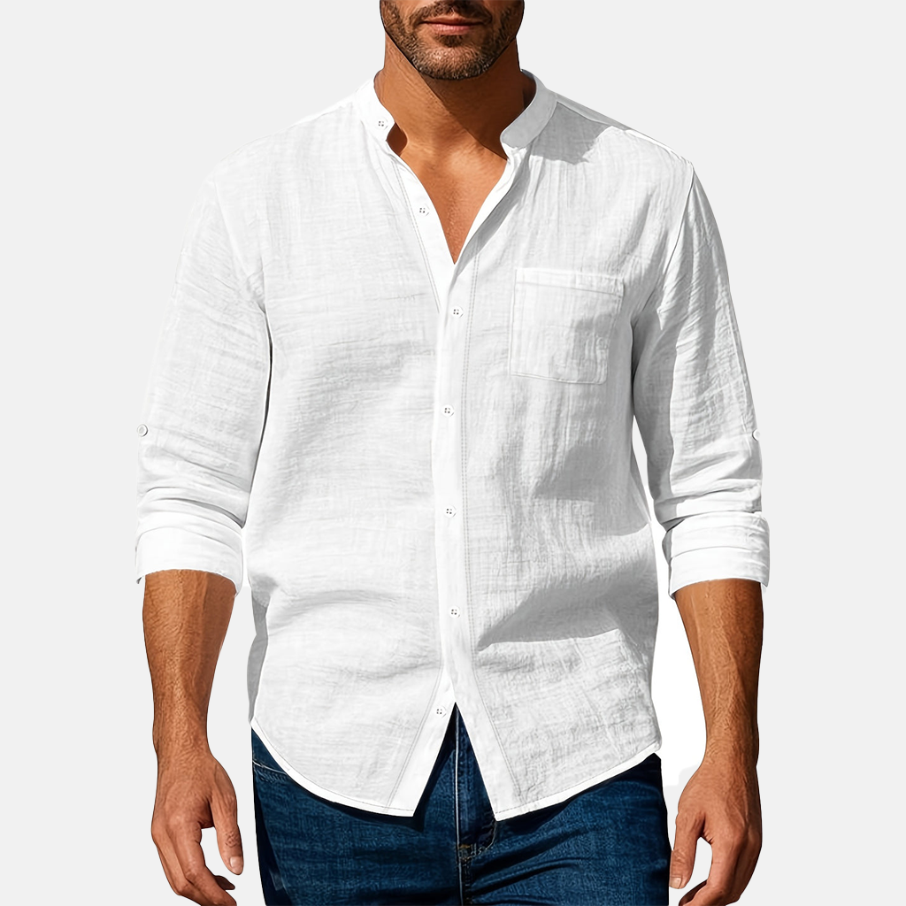 Rivaclo | Men's fitted shirt – mandarin collar long sleeves