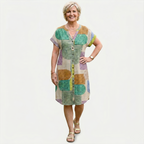 Rivaclo | Women's V-Neck Dress – Button Detail