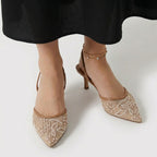 Rivaclo | Femme Talons Slingback Bout Pointu – Brodée Détaillée