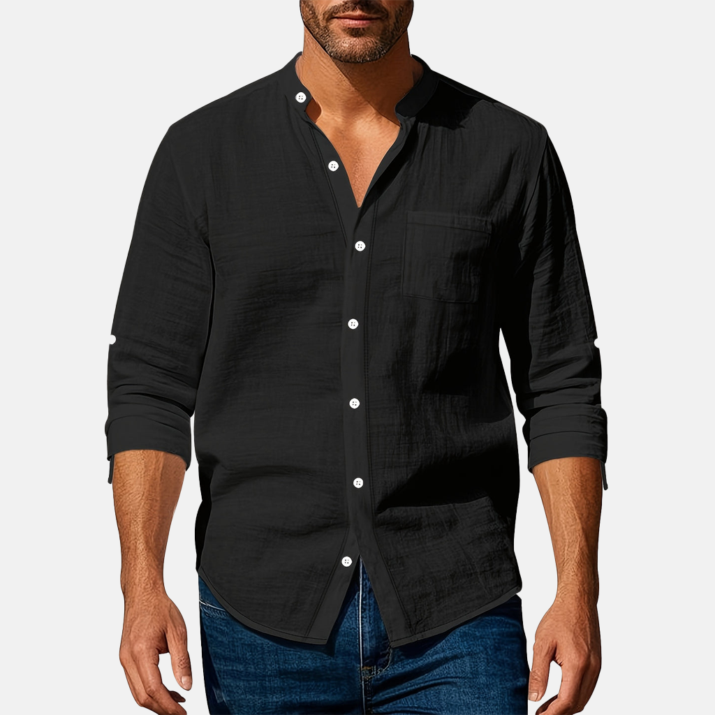 Rivaclo | Men's fitted shirt – mandarin collar long sleeves