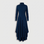 Femme Robe Maxi à Col Montant à Manches Longues | Design Asymétrique