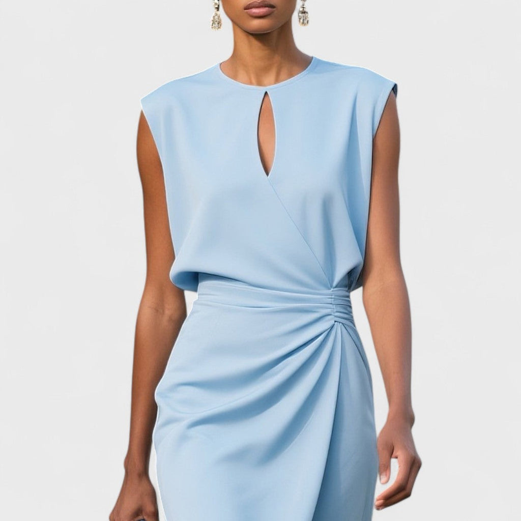 Camille | Robe Drapée Bleu Ciel