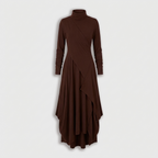 Femme Robe Maxi à Col Montant à Manches Longues | Design Asymétrique