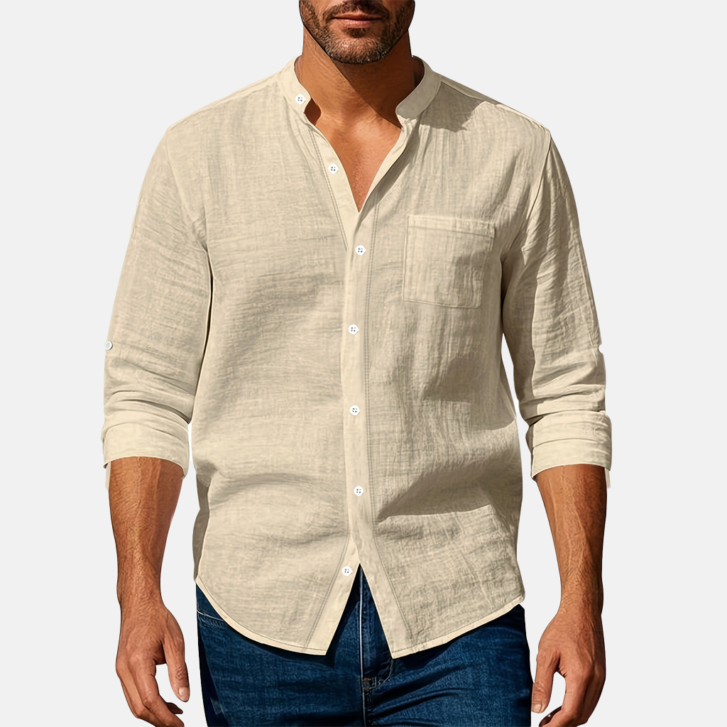 Rivaclo | Men's fitted shirt – mandarin collar long sleeves