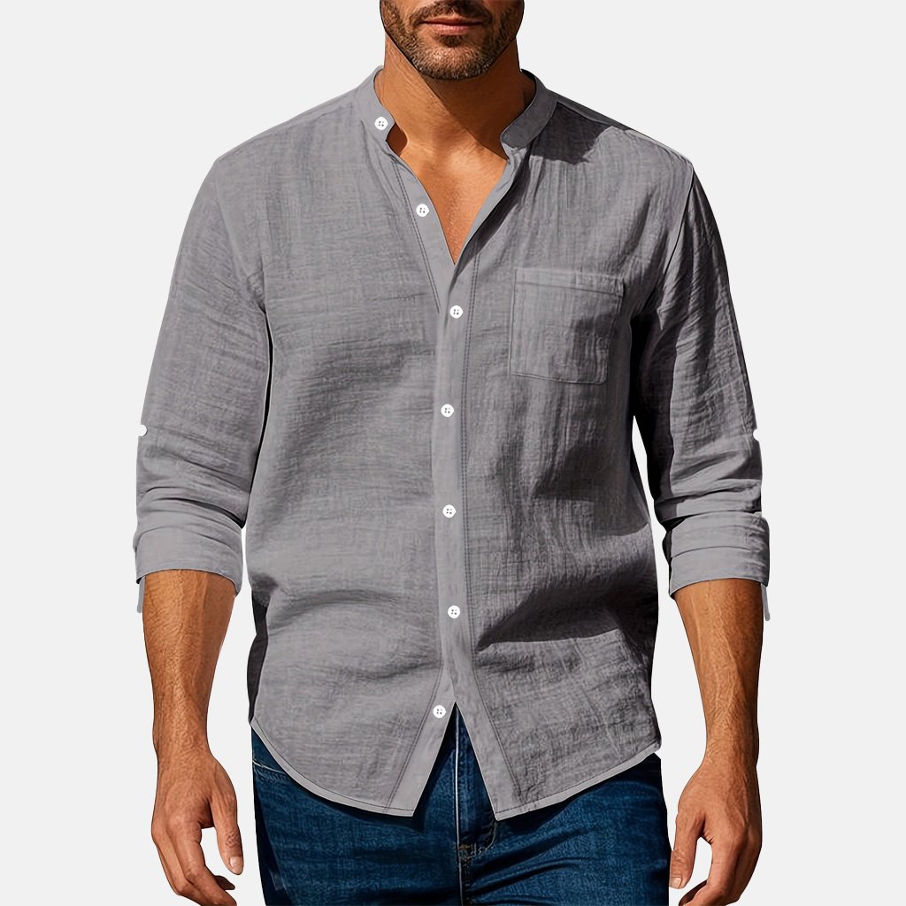 Rivaclo | Men's fitted shirt – mandarin collar long sleeves
