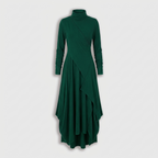 Femme Robe Maxi à Col Montant à Manches Longues | Design Asymétrique