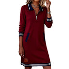 Rivaclo | Femme Robe Chemise à Manches Longues – Zippée