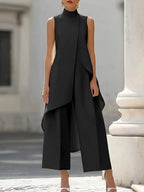 Ensemble femme top asymétrique et pantalon large