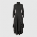 Femme Robe Maxi à Col Montant à Manches Longues | Design Asymétrique