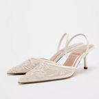 Rivaclo | Femme Talons Slingback Bout Pointu – Brodée Détaillée