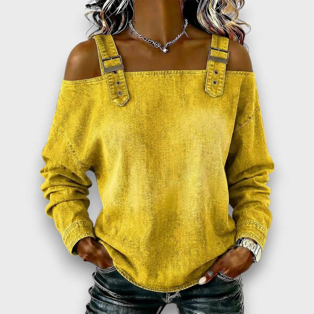 Joséphine | Haut Denim Épaules Nues