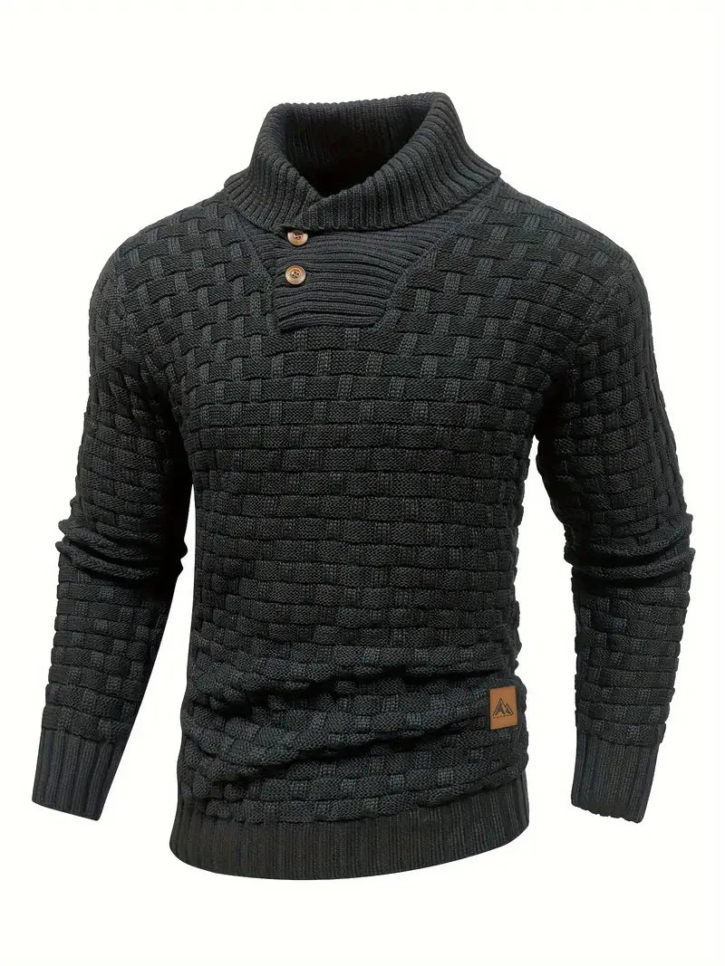 Pull homme maille chaude col rond quotidien — Noir