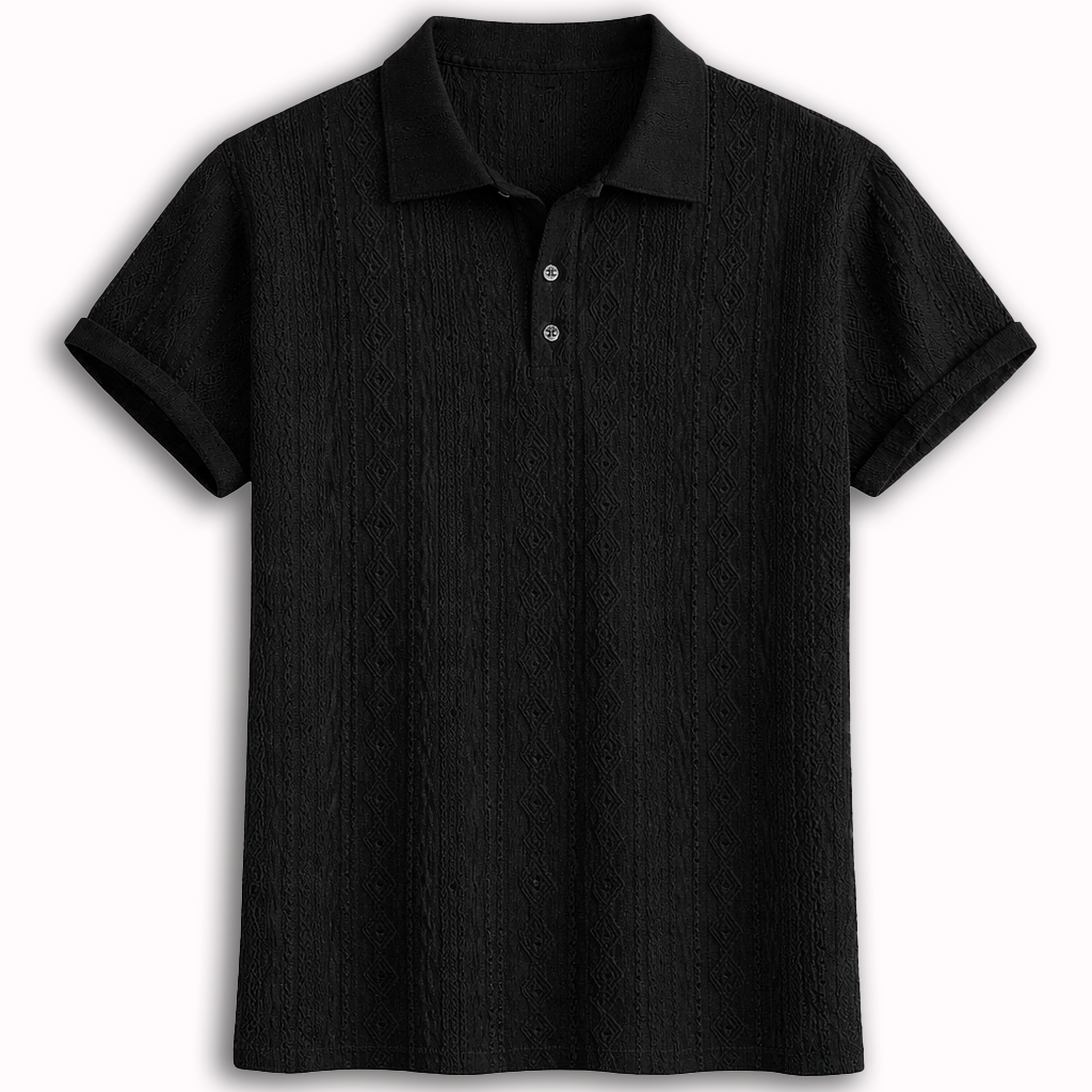 Rivaclo | Men's Textured Polo – Relaxed Fit Short Sleeves