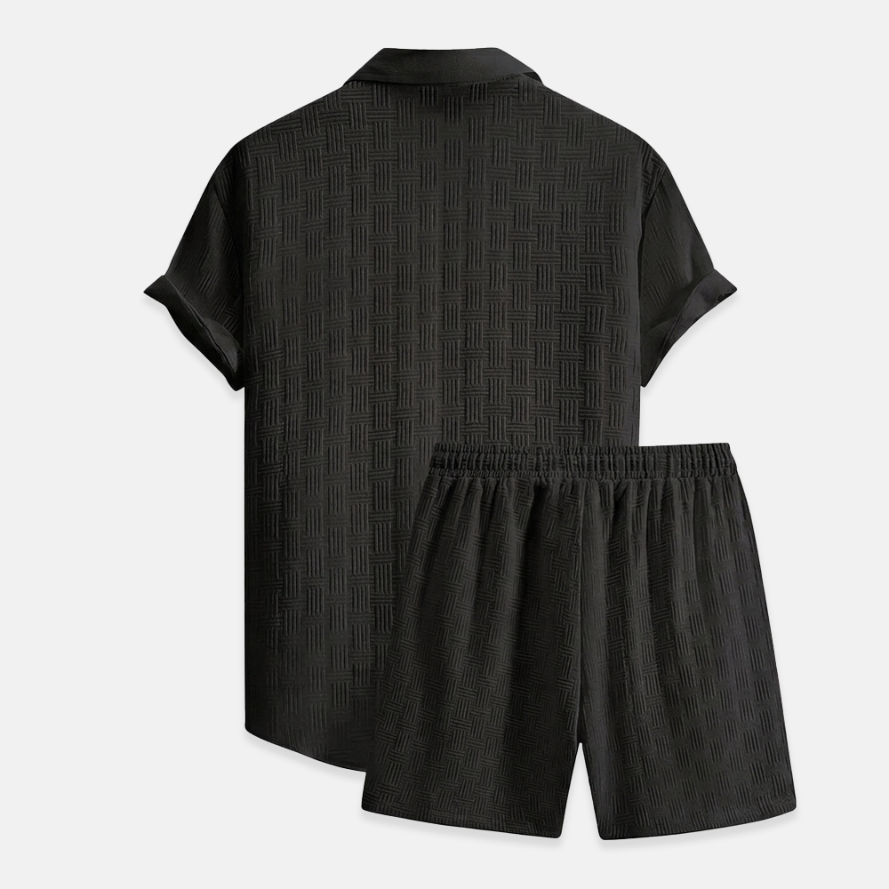 Rivaclo | Men's open collar shirt and shorts set – loose fit