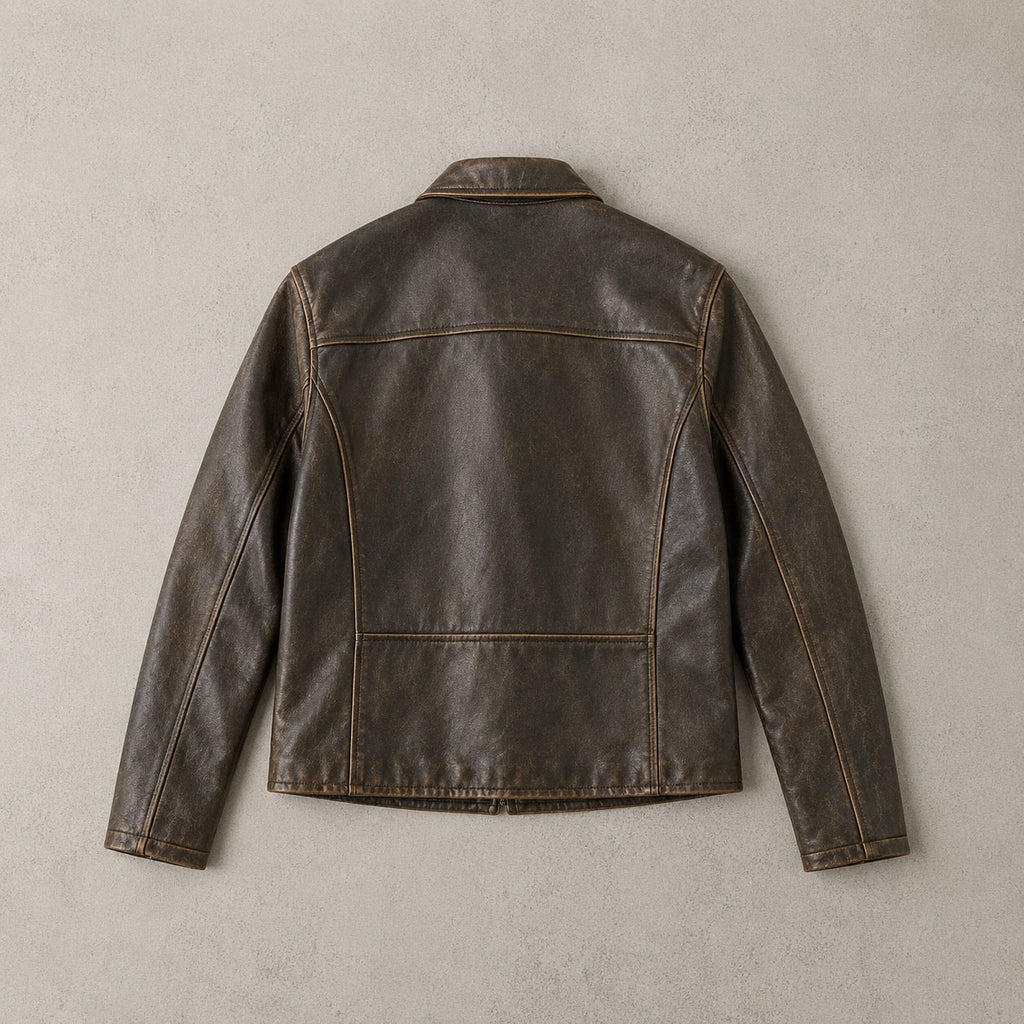 Veste femme imitation cuir marron vintage 1