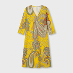 Femme Robe Maxi Rayée à Col V à Manches Longues | Style Décontracté