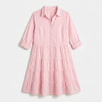 Rivaclo | Women's Striped Shirt Dress with Long Sleeves and Notched Collar – Button Detail