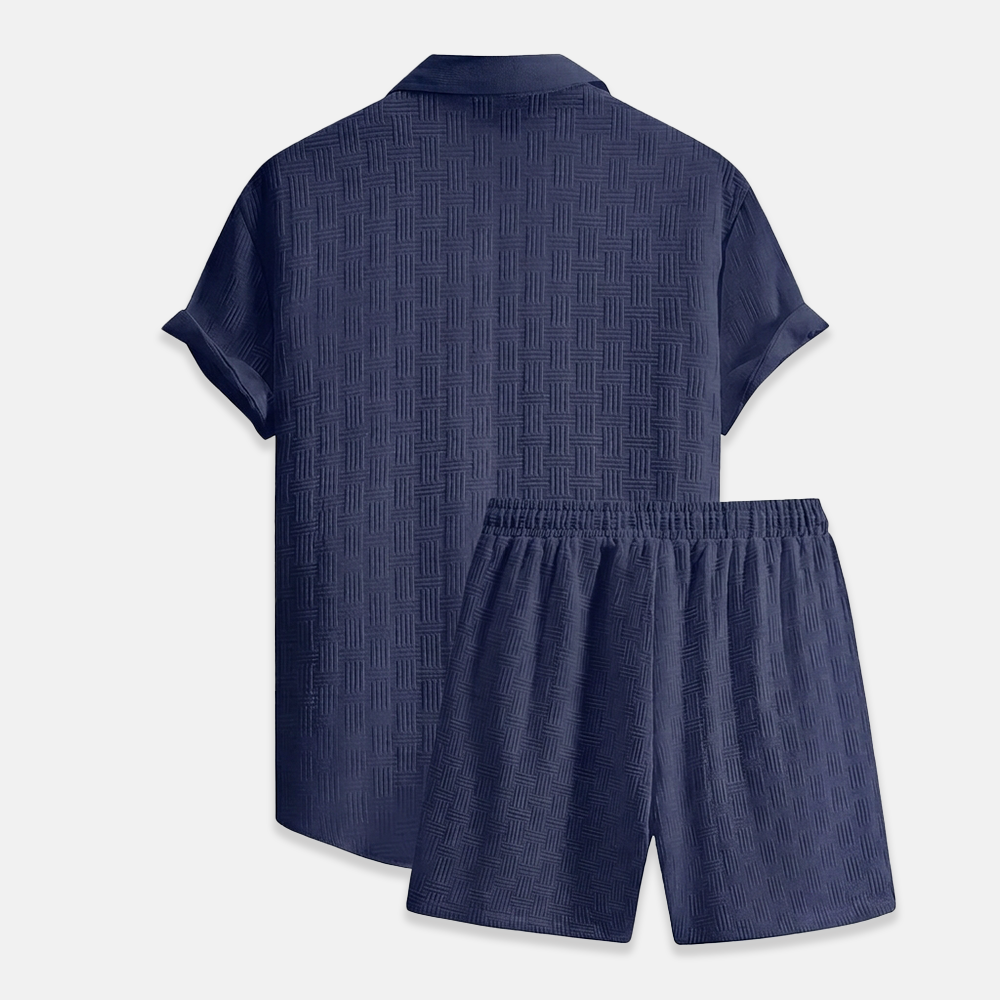 Rivaclo | Men's open collar shirt and shorts set – loose fit