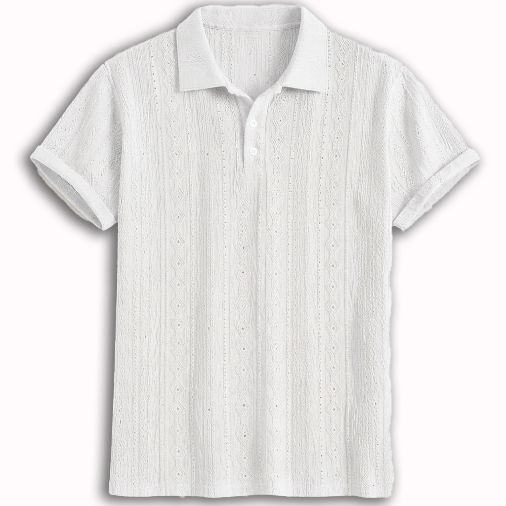 Rivaclo | Men's Textured Polo – Relaxed Fit Short Sleeves