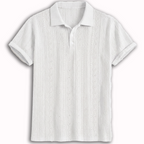 Rivaclo | Men's Textured Polo – Relaxed Fit Short Sleeves