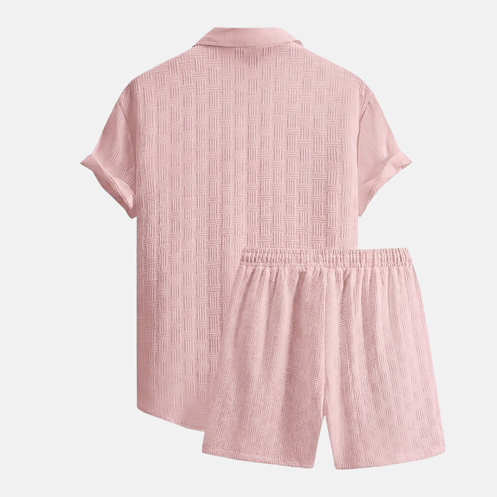 Rivaclo | Men's open collar shirt and shorts set – loose fit