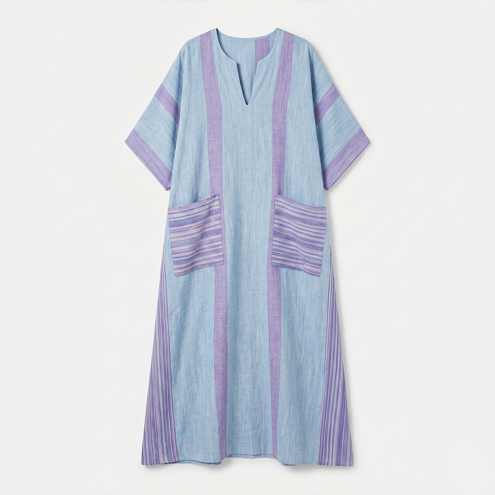 Rivaclo | Women's Printed V-Neck Dress – 3/4 Sleeves