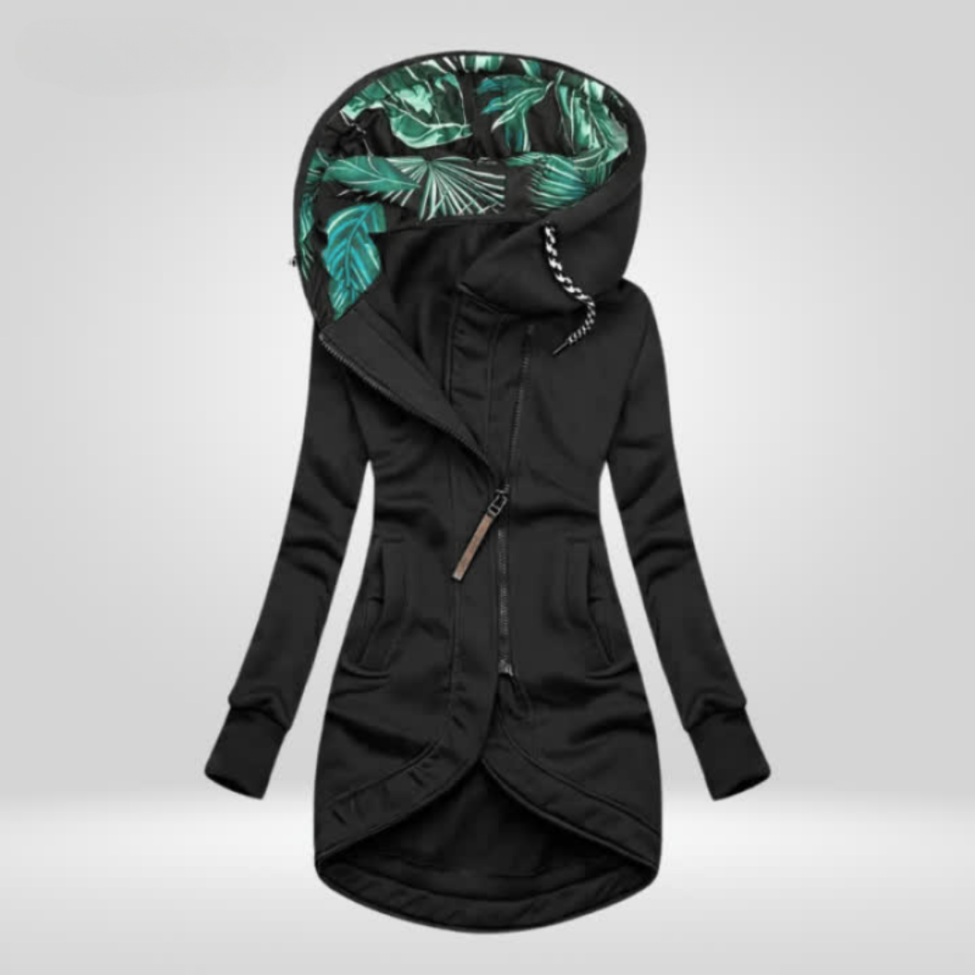 Manteau femme chic coupe droite pour l'hiver — Noir