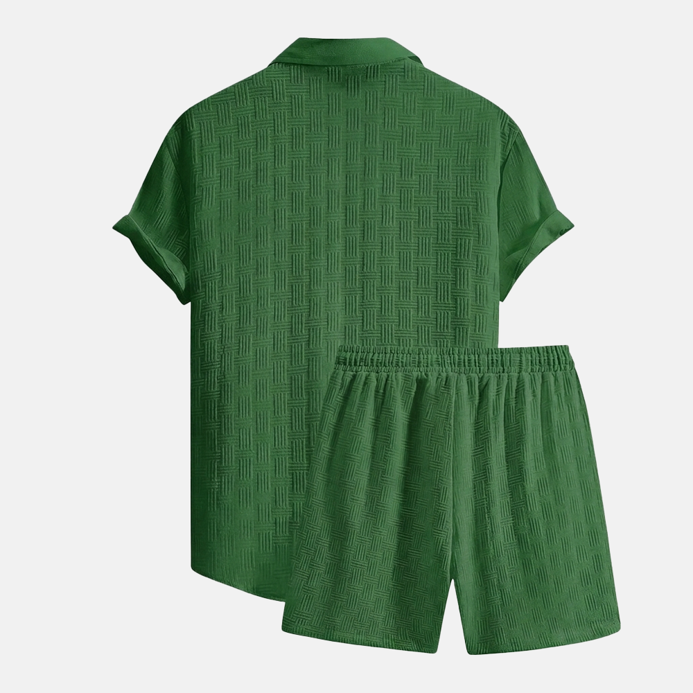 Rivaclo | Men's open collar shirt and shorts set – loose fit