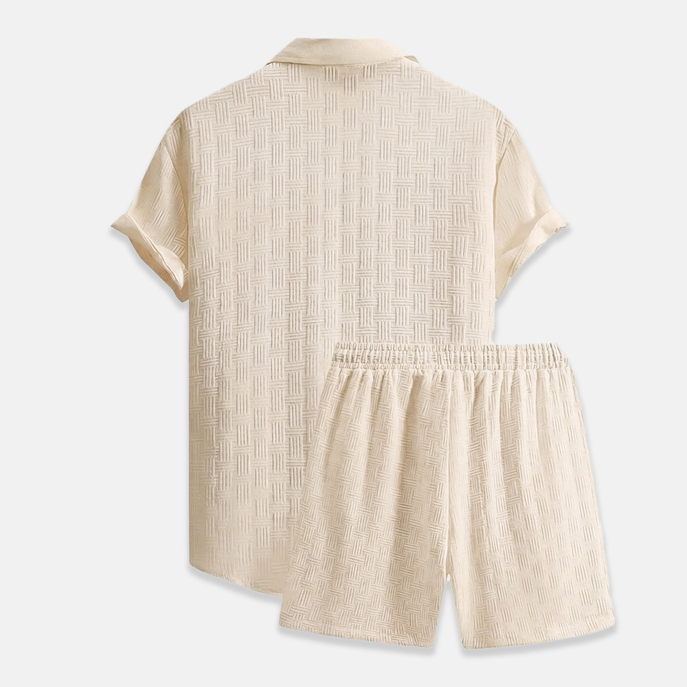 Rivaclo | Men's open collar shirt and shorts set – loose fit