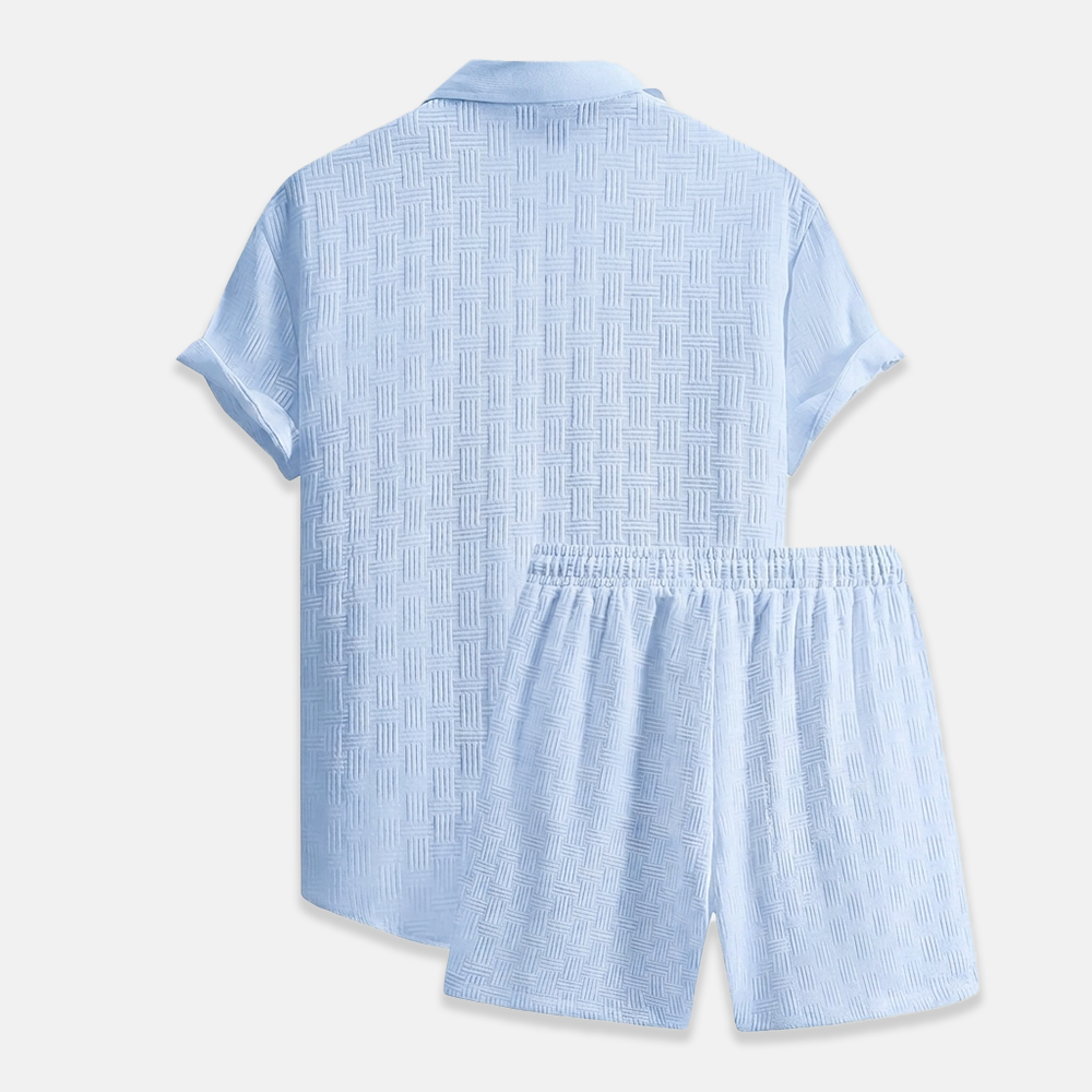 Rivaclo | Men's open collar shirt and shorts set – loose fit