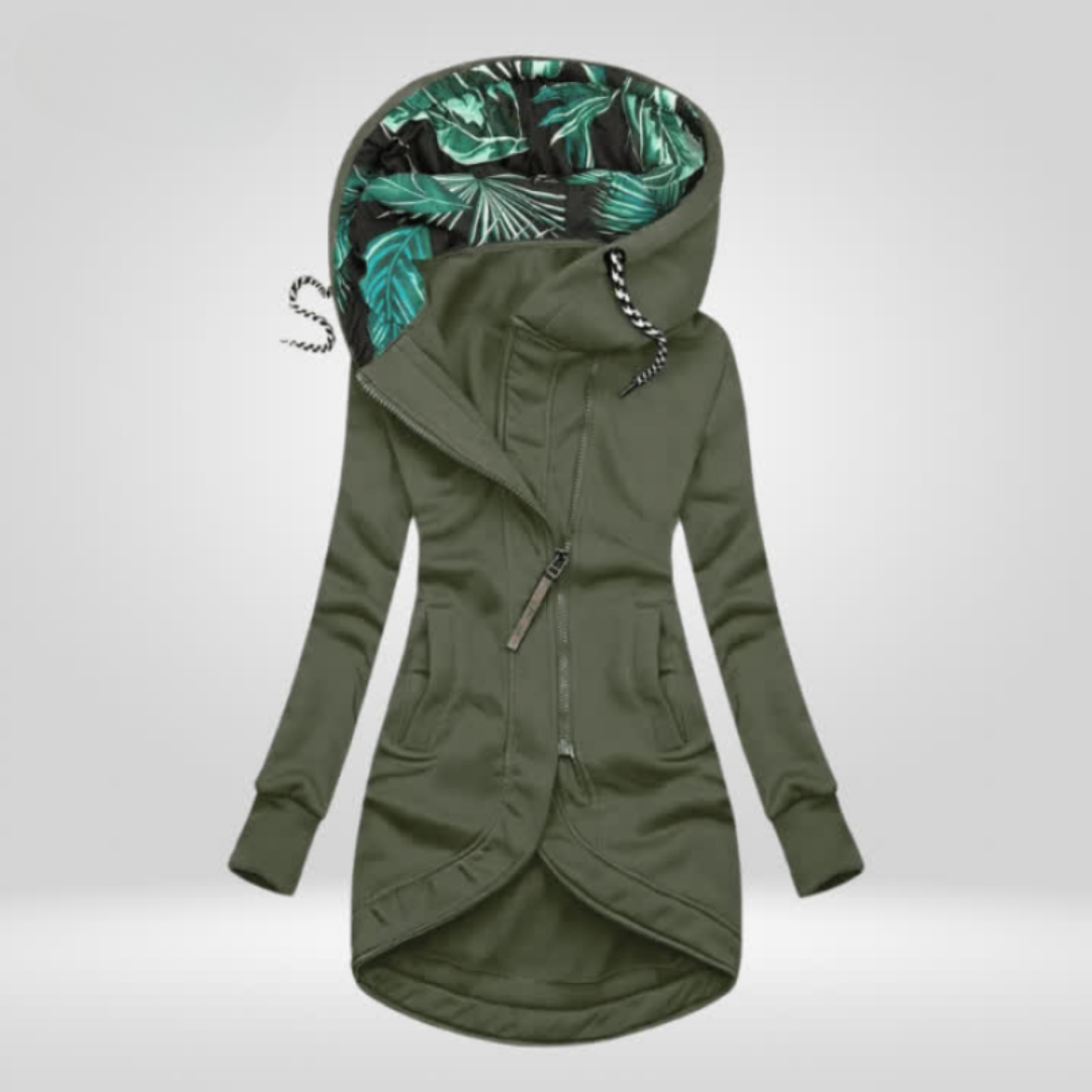 Manteau femme chic coupe droite pour l'hiver — Vert