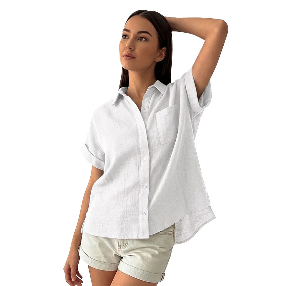 Rivaclo | Women's Button-Up Shirt – Short Sleeves with Classic Collar