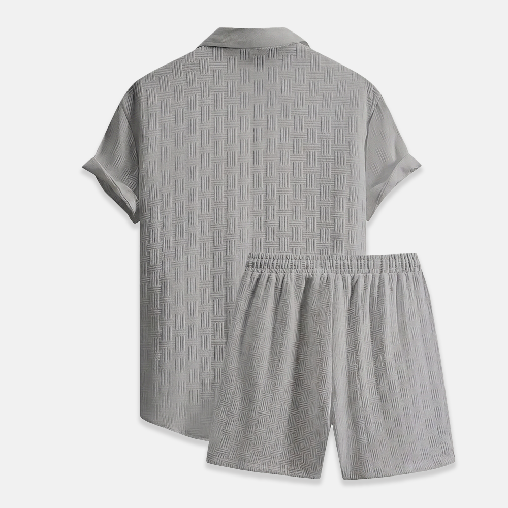 Rivaclo | Men's open collar shirt and shorts set – loose fit