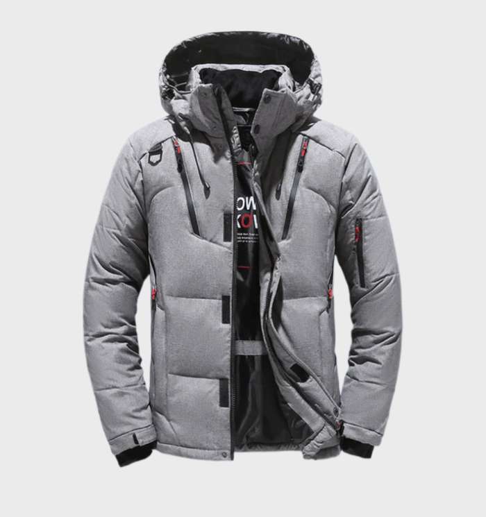 Parka homme hiver chaude à capuche polaire — Gris