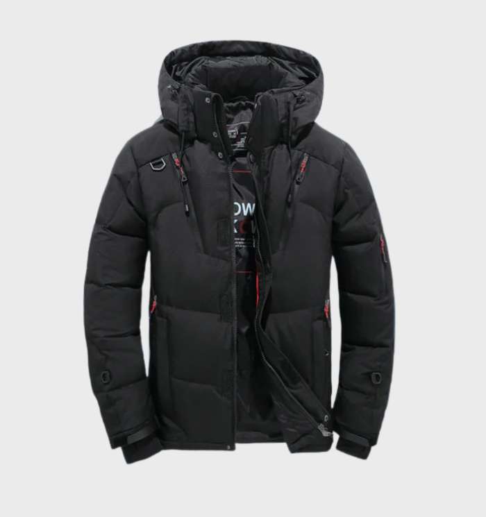 Parka homme hiver chaude à capuche polaire — Noir