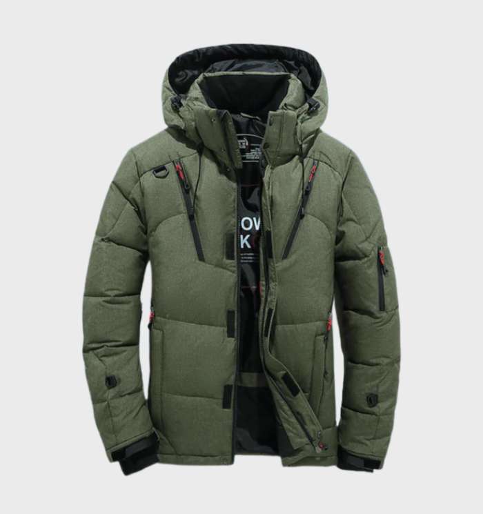 Parka homme hiver chaude à capuche polaire — Vert