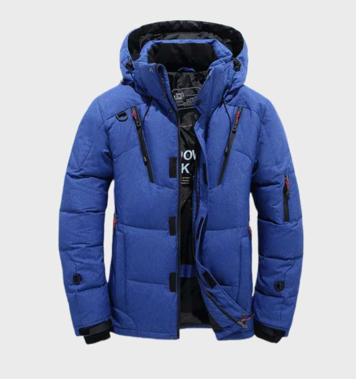 Parka homme hiver chaude à capuche polaire — Bleu marine