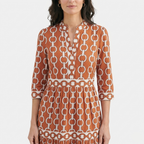 Rivaclo | Women's Geometric Printed Round Neck Dress – Fluid Maxi