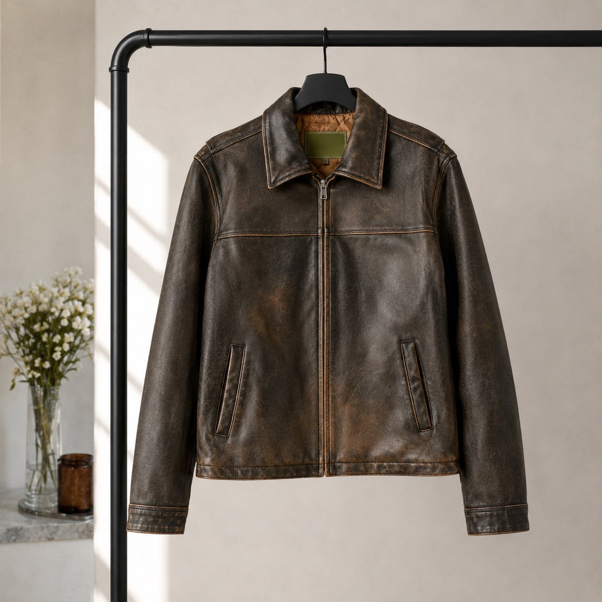 Veste femme imitation cuir marron vintage 2