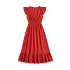 Rivaclo | Femme robe maxi à volants sans manches – col en V