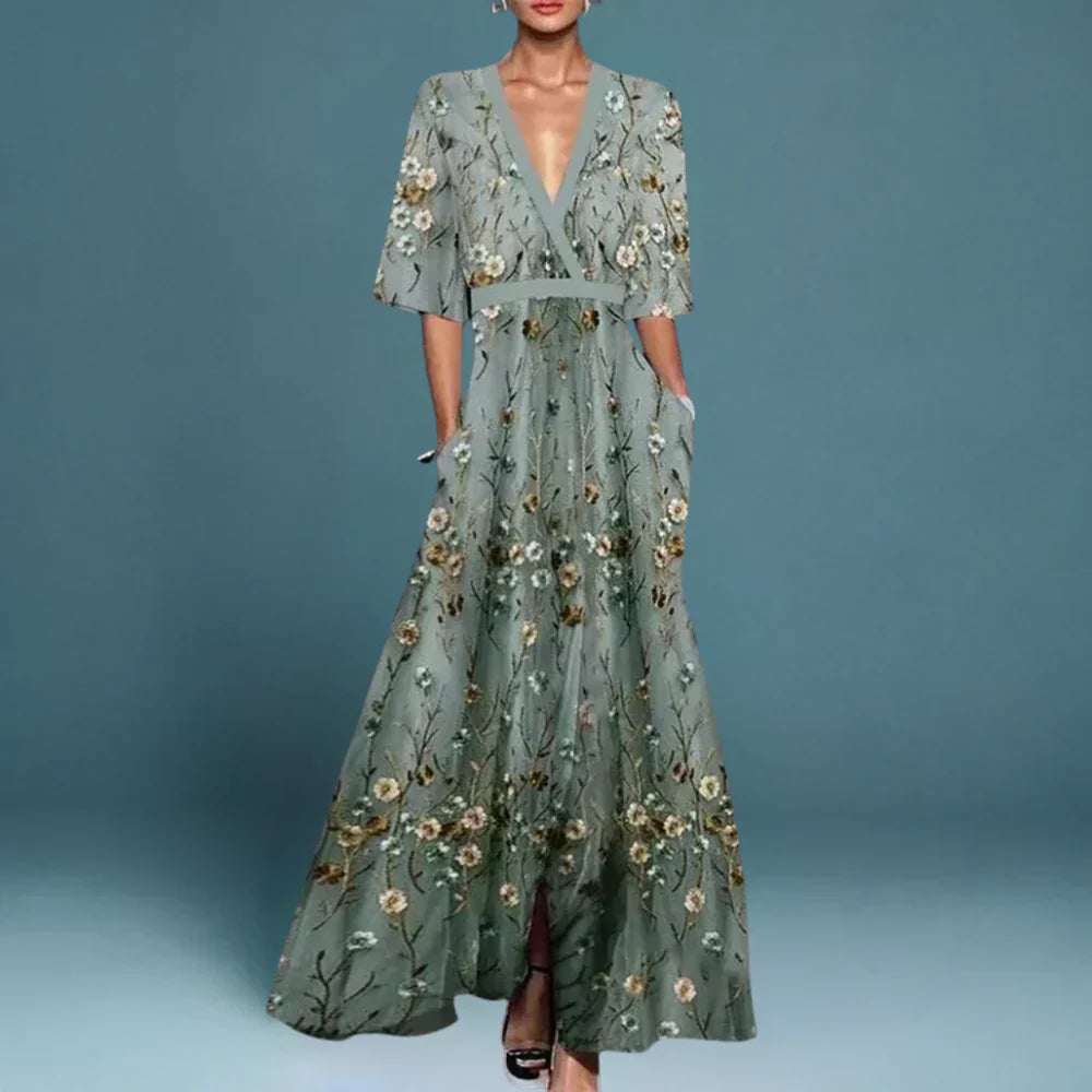 Manon | Robe Maxi Fleurie Cache-Cœur
