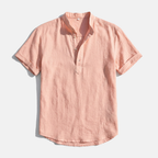 Rivaclo | Men's short sleeve shirt with high collar – linen style