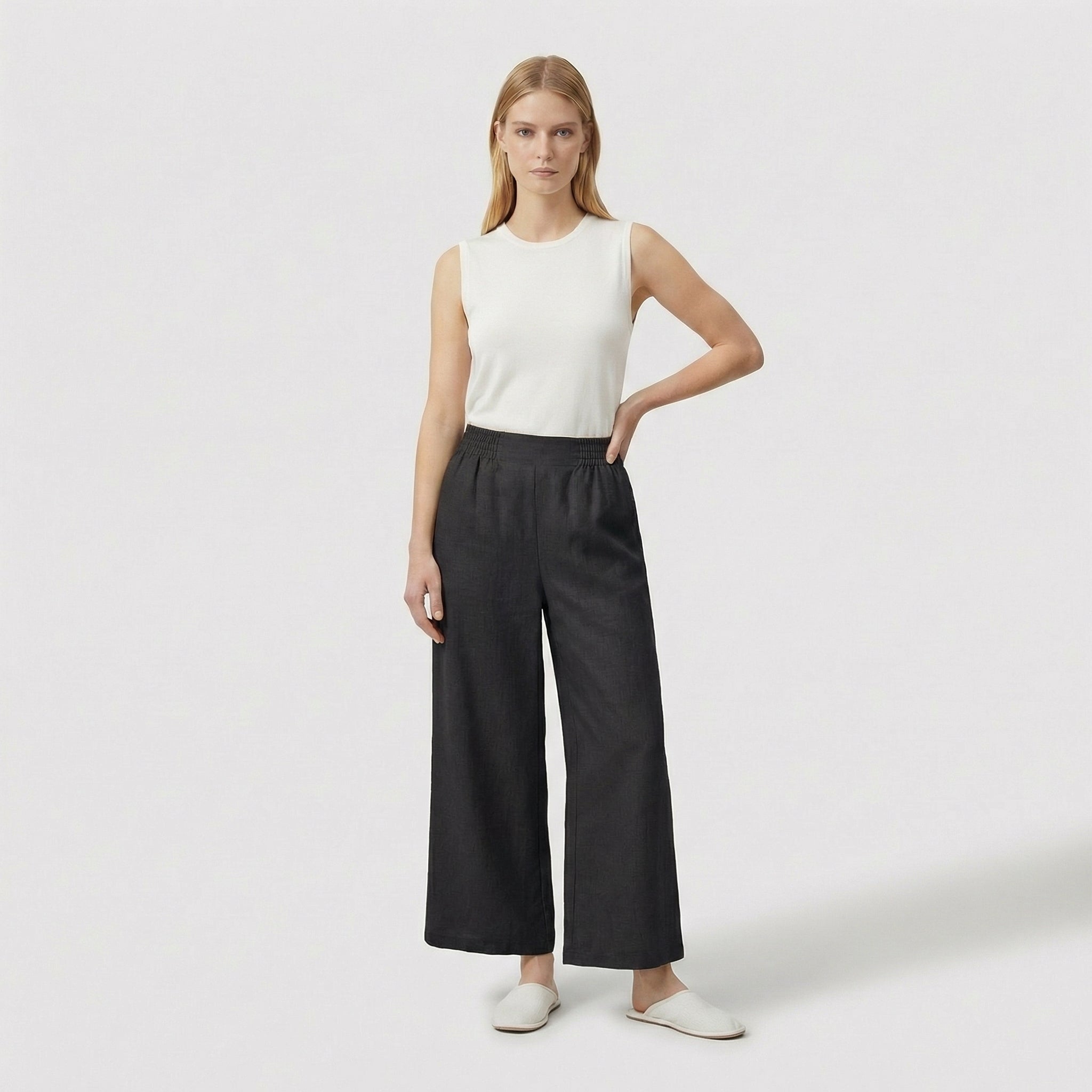 Rivaclo | Femme Pantalon Ample Taille Haute | Style Minimaliste