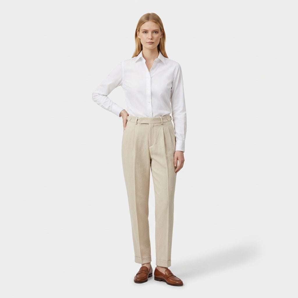 Rivaclo | Homme Pantalon Plissé Taille Haute | Jambe Droite