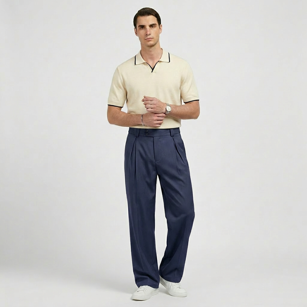 Rivaclo | Pantalon ample à double pli pour homme