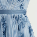 Rivaclo | Femme Robe Midi Florale Plissée – Design Sans Manches à Col V
