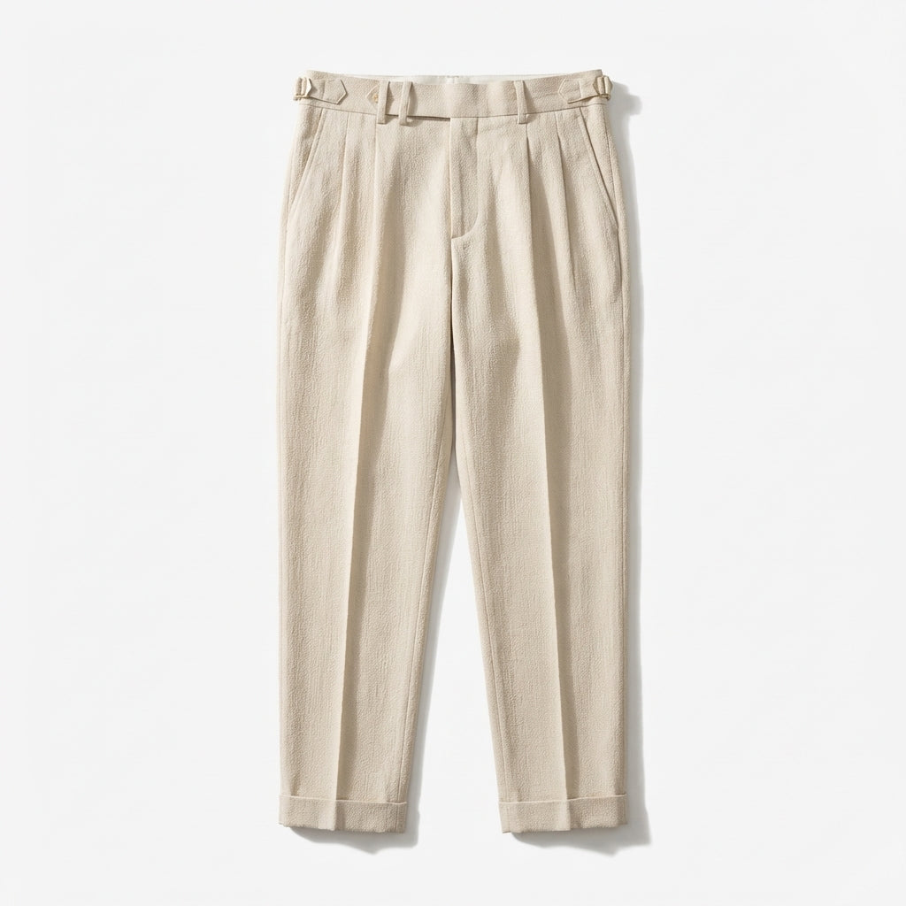 Rivaclo | Homme Pantalon Plissé Taille Haute | Jambe Droite