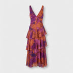 Rivaclo | Femme Robe Maxi Florale à Décolleté V Profond – Silhouette Sans Manches