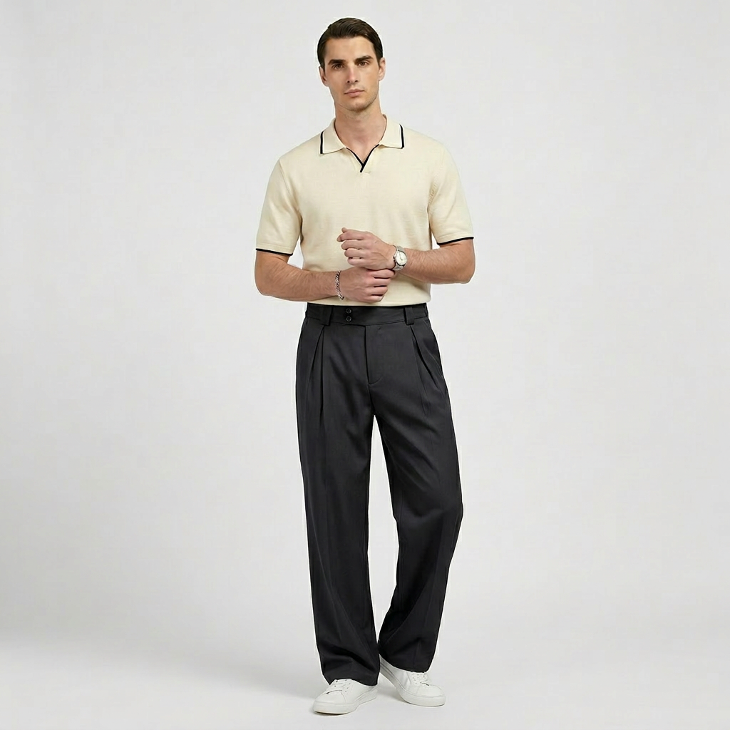 Rivaclo | Pantalon ample à double pli pour homme